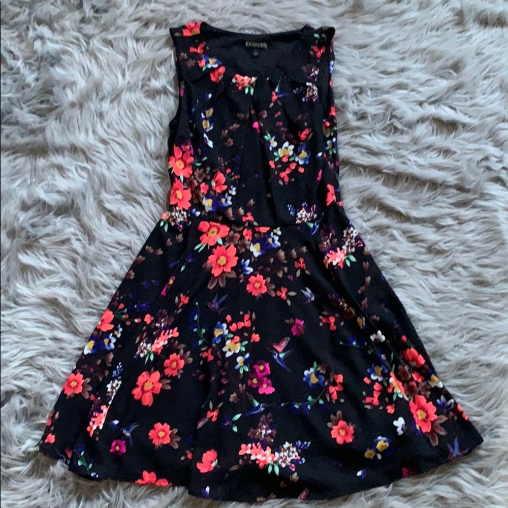 Black dress with flower pattern
